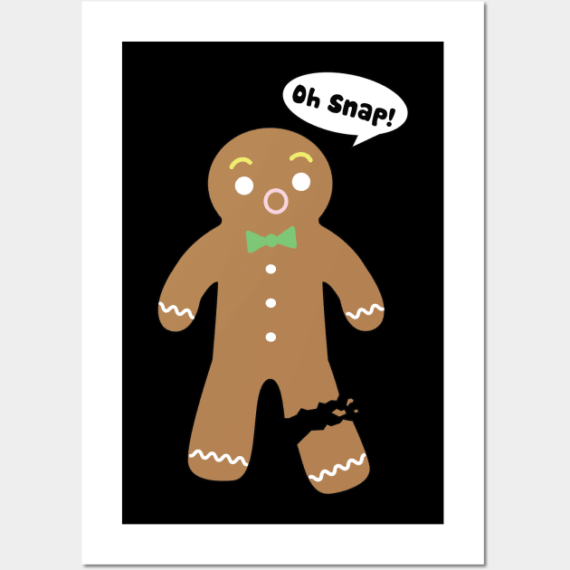 Cute Gingerbread Oh Snap Funny Kawaii Christmas Wall Art by PUFFYP